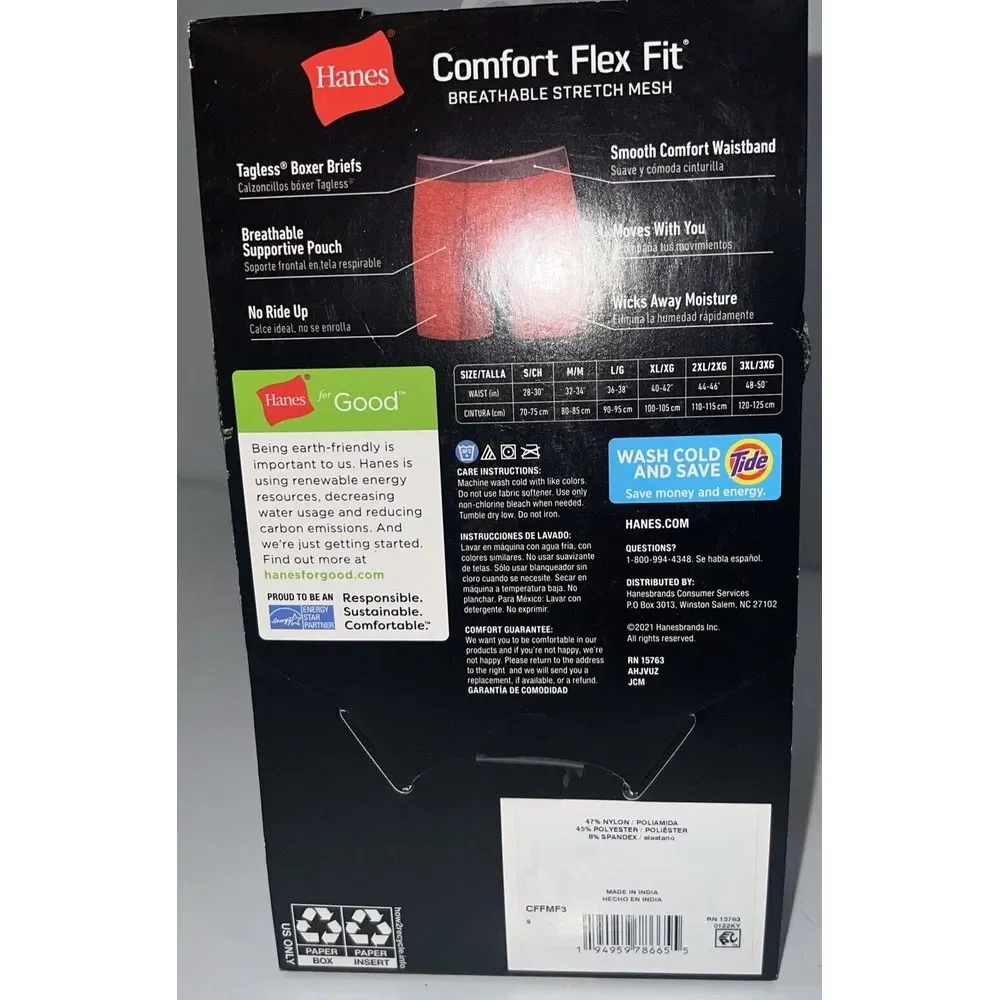 Hanes Men's Boxer Briefs‎ Comfort Flex Fit Cotton Modal Size Small 28-30 3 Pack